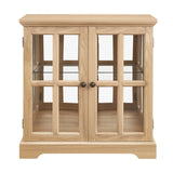 Antique Oak LED Glass Display Cabinet With Adjustable Shelves - Omega Lifestyles