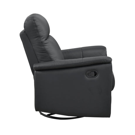 Black Genuine Leather Swivel Glider Reclining Chair - Omega Lifestyles