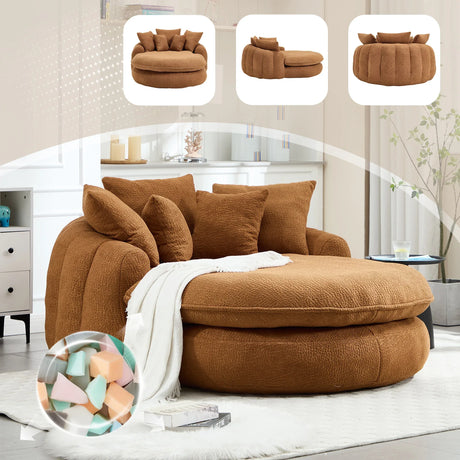 Oversized Chenille Memory Foam Bean Bag Sofa With Pillows - Omega Lifestyles