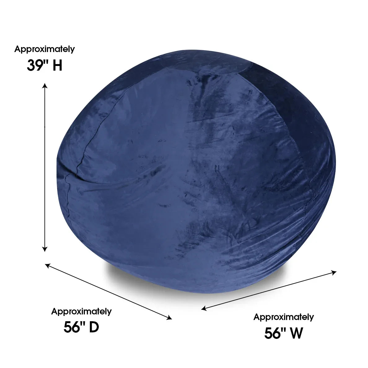 Minky Velvet Memory Foam Bean Bag Chair Navy - Omega Lifestyles