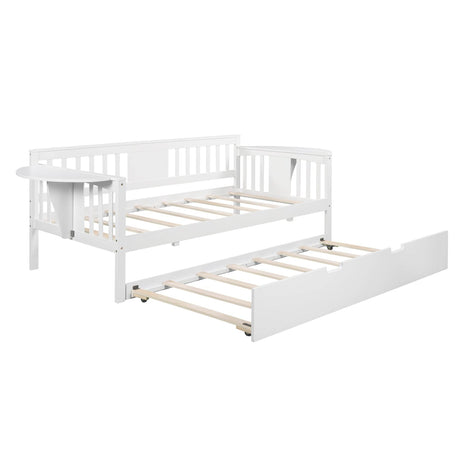 Twin Solid Wood Daybed With Trundle and Side Tables - Omega Lifestyles
