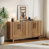 Modern Natural Finish MDF Metal 4-Door Sideboard Cabinet - Omega Lifestyles