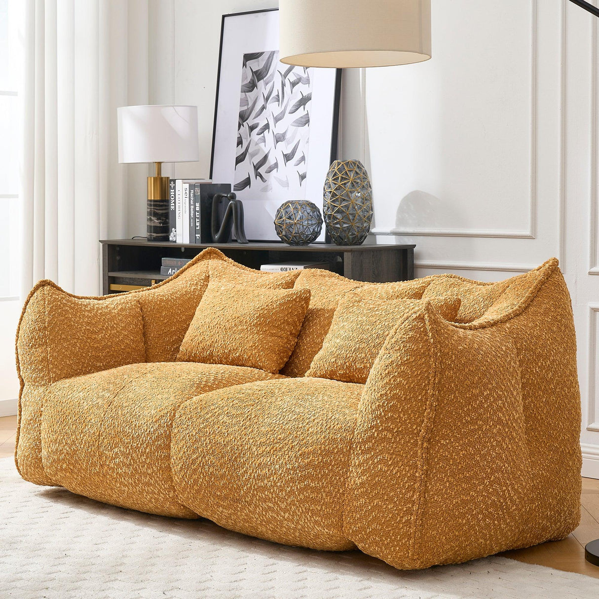 Chenille Dual Bean Bag Chair With Foam Core - Omega Lifestyles