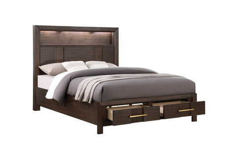 Modern Queen Wood Bed Frame With LED Speakers - Omega Lifestyles