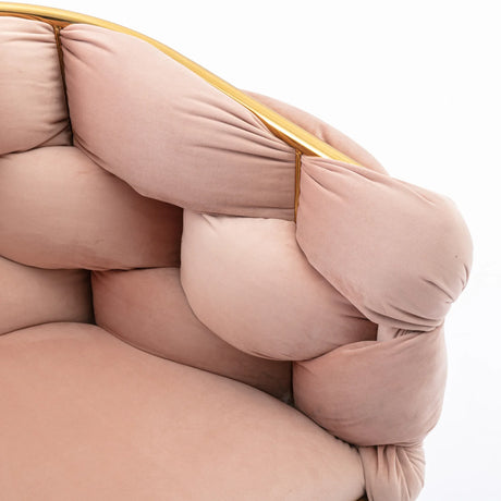 Pink Velvet Gold-Plated Metal Accent Chair - Omega Lifestyles