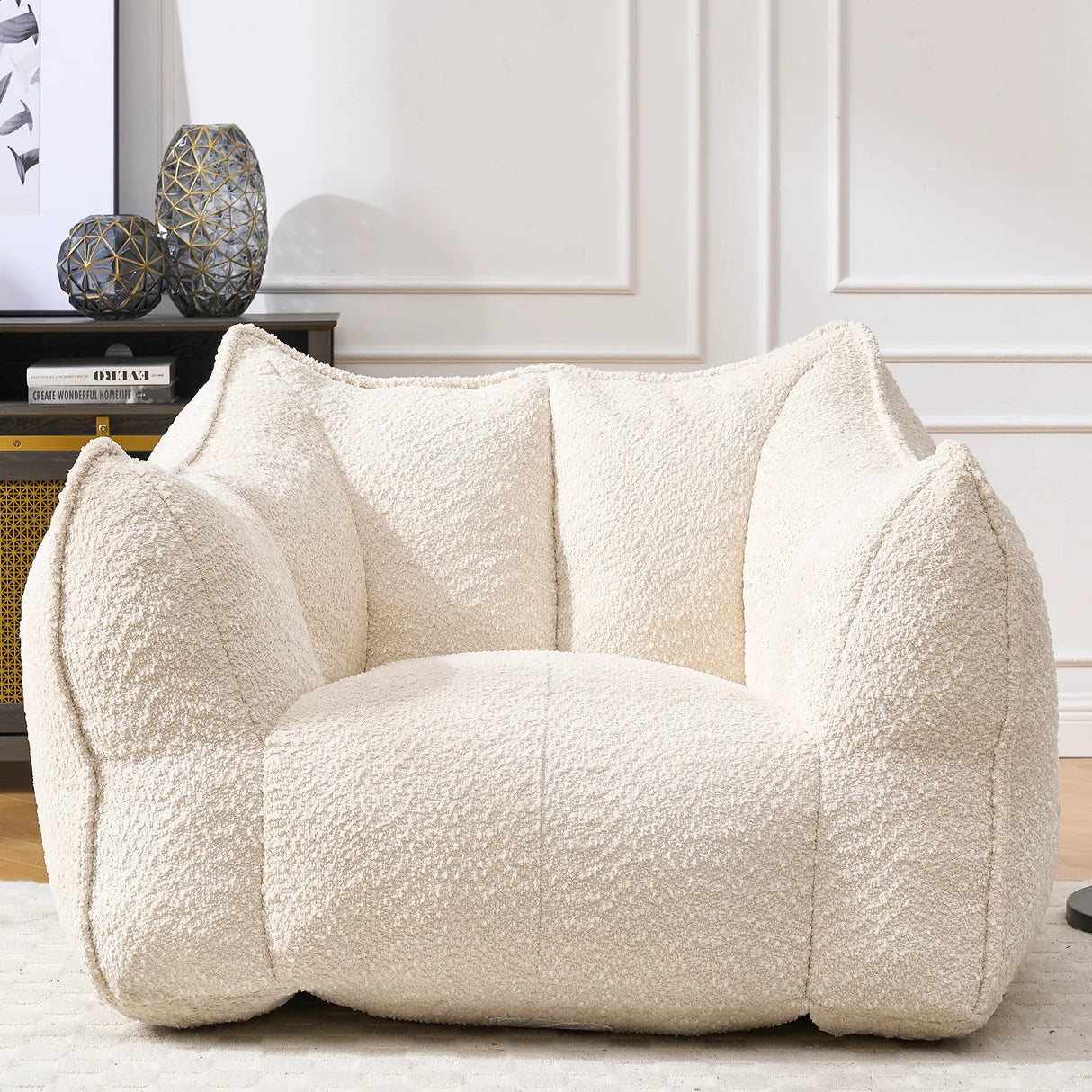 Chenille Bean Bag Chair With Resilient Foam - Omega Lifestyles