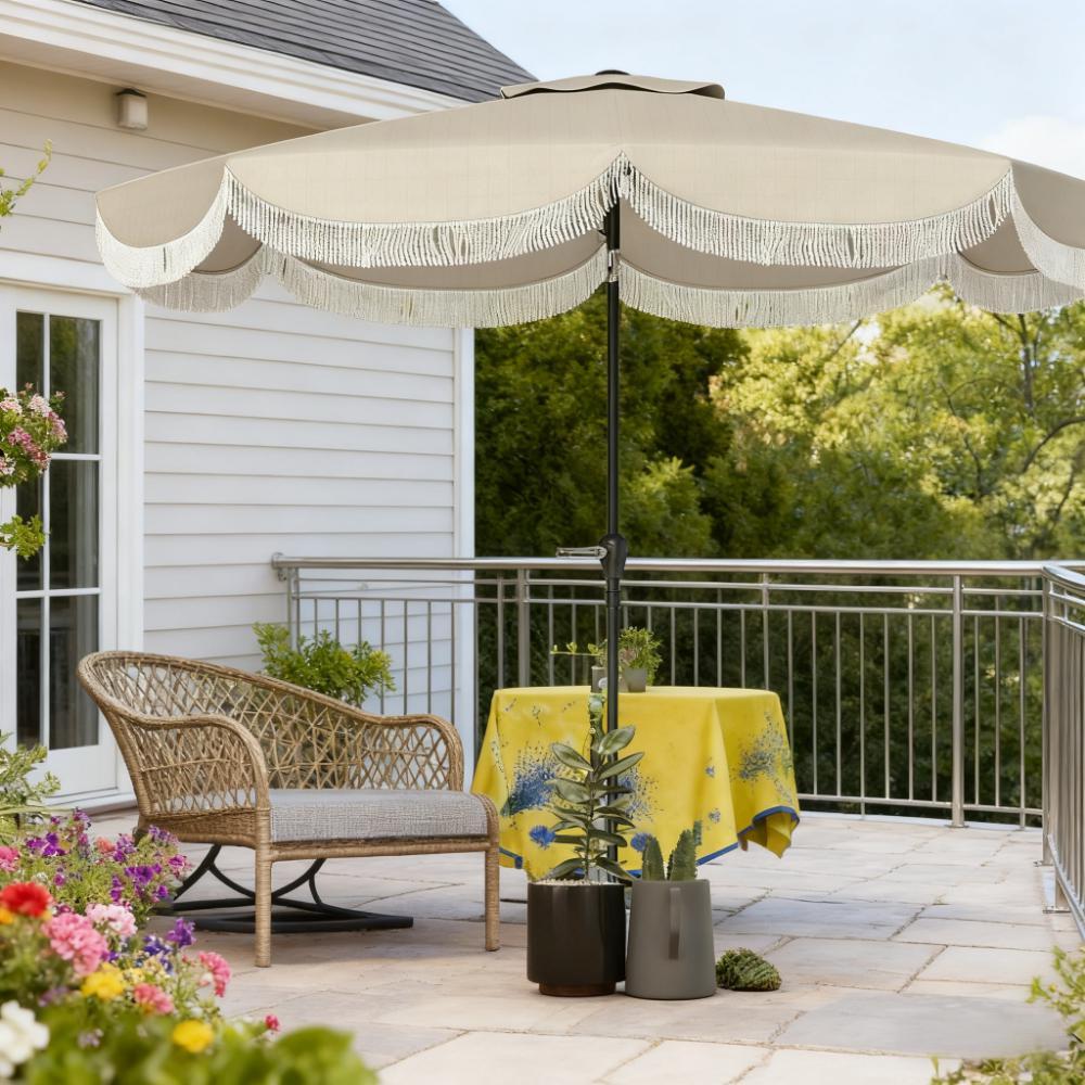 8.8-Foot Vented Outdoor Patio Table Umbrella With Crank