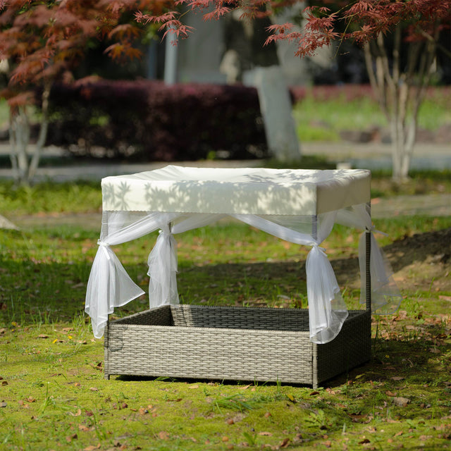 Elevated Covered PE Wicker Pet Patio Bed - Omega Lifestyles