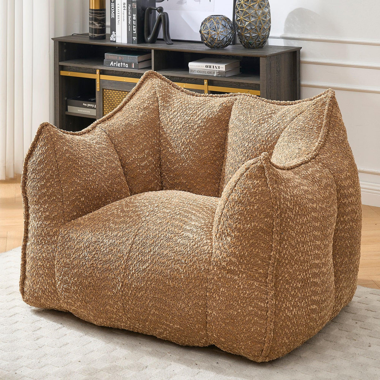 Chenille Bean Bag Chair Soft Foam Living Room Seating - Omega Lifestyles