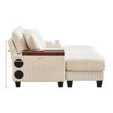 Corduroy Storage Sofa With Ottoman Bluetooth Speaker - Omega Lifestyles