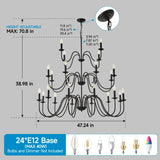 Farmhouse 24-Light Matte Black Metal Chandelier - Omega Lifestyles