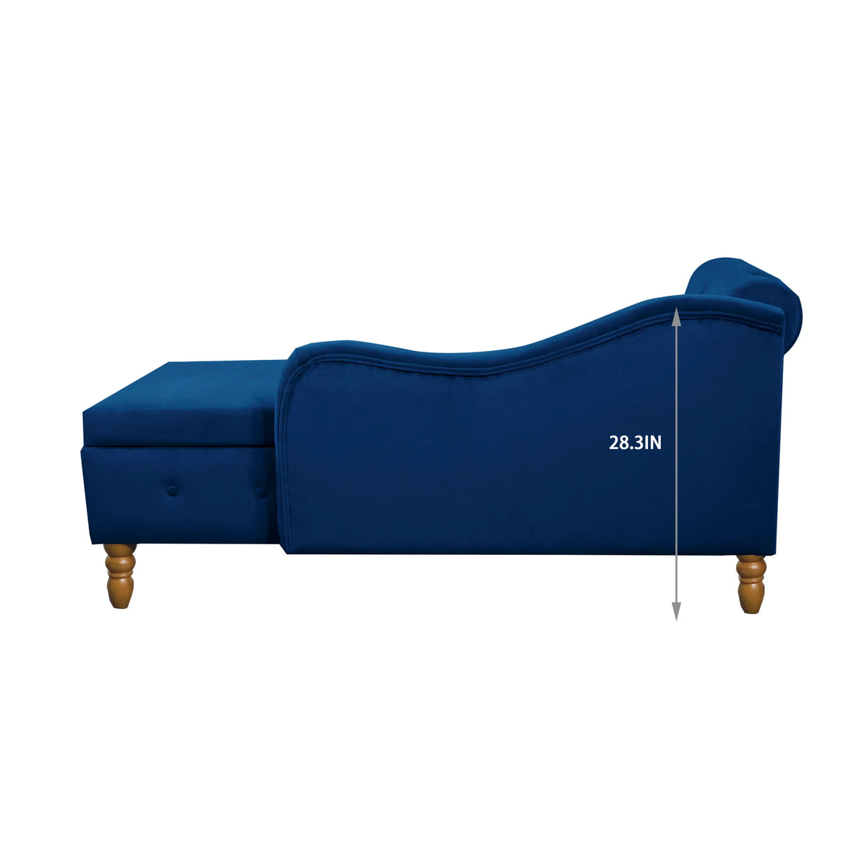 Navy Blue Velvet Classic Chesterfield Storage Chaise Lounge - Omega Lifestyles