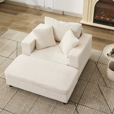 Corduroy Chaise Lounge Chair With Removable Ottoman - Omega Lifestyles