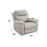 Light Gray Polished Microfiber Power Lift Heating Massage Chair - Omega Lifestyles