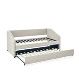 Twin Upholstered Linen Daybed With Pull-Out Trundle - Omega Lifestyles