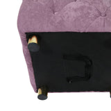 Purple Velvet Storage Ottoman Footstool With High-Density Foam - Omega Lifestyles