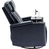Power Swivel Blue PU Leather Recliner Chair With Tray Table - Omega Lifestyles