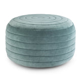 Turquoise Velvet Round Pouf Accent Seating Furniture - Omega Lifestyles