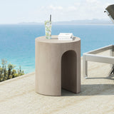 Light Grey Concrete Round U-Shaped Outdoor Side Table