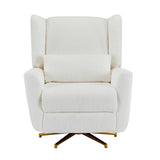Boucle Upholstered Beige Power Recliner Chair With Swivel - Omega Lifestyles