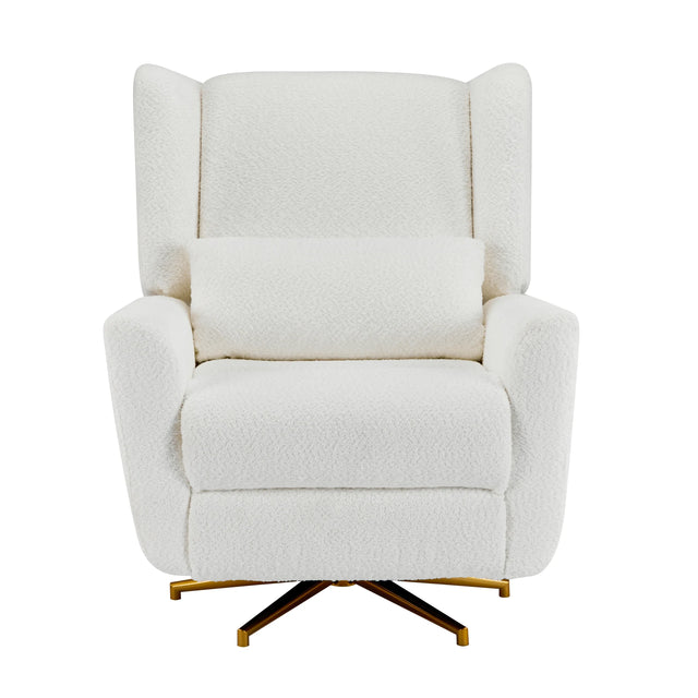 Boucle Upholstered Beige Power Recliner Chair With Swivel - Omega Lifestyles