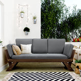 Outdoor Adjustable Acacia Wood Patio Daybed With Cushions