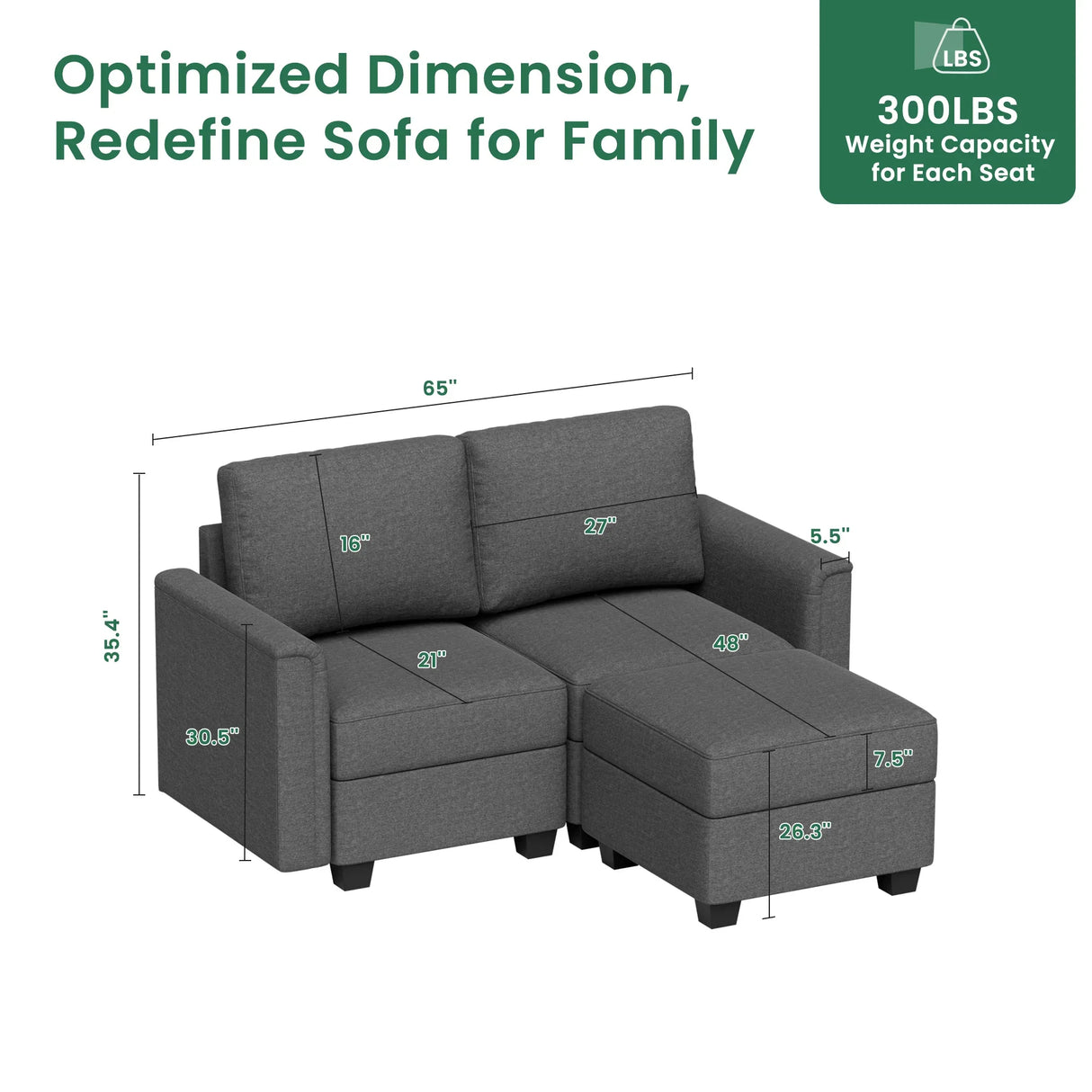 Modular 3-Seat Soft Memory Foam Sectional Sofa - Omega Lifestyles