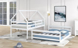 Twin Over Full Pine Wood House Bunk Bed With Ladder - Omega Lifestyles