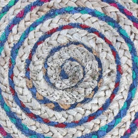 Round Blue Fabric Pouf With Supportive Polystyrene Filling - Omega Lifestyles