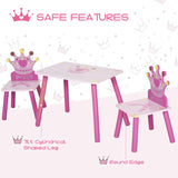 3-Piece Kids Wooden Table And Chair Set With Crown Pattern - Omega Lifestyles