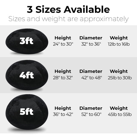 Minky Velvet Plush Foam Filled Bean Bag Chair - Omega Lifestyles