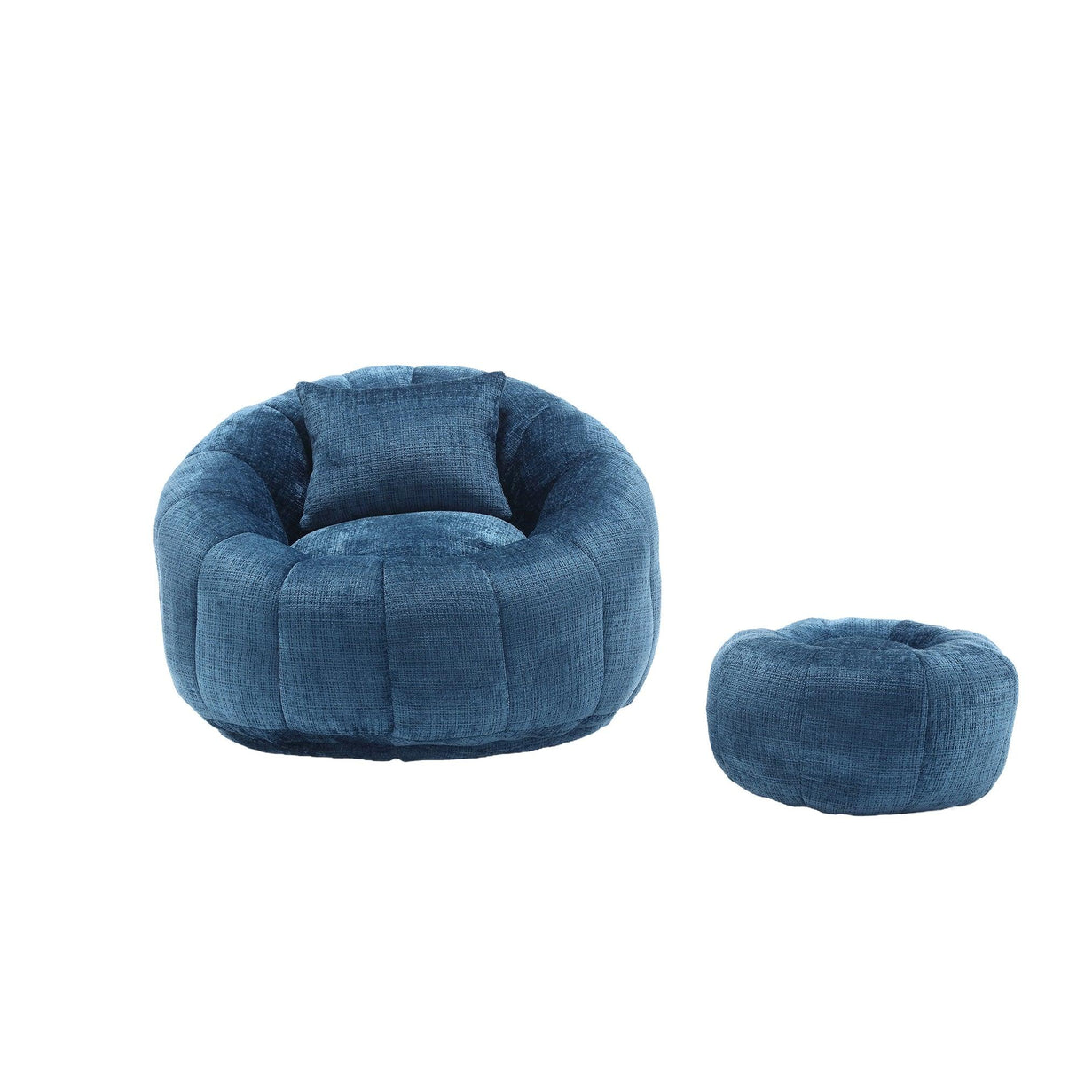 Chenille Foam Filled Ergonomic Round Chair With Ottoman - Omega Lifestyles