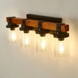 Matte Black Wooden Glass Shade 4-Light Ceiling Lamp - Omega Lifestyles