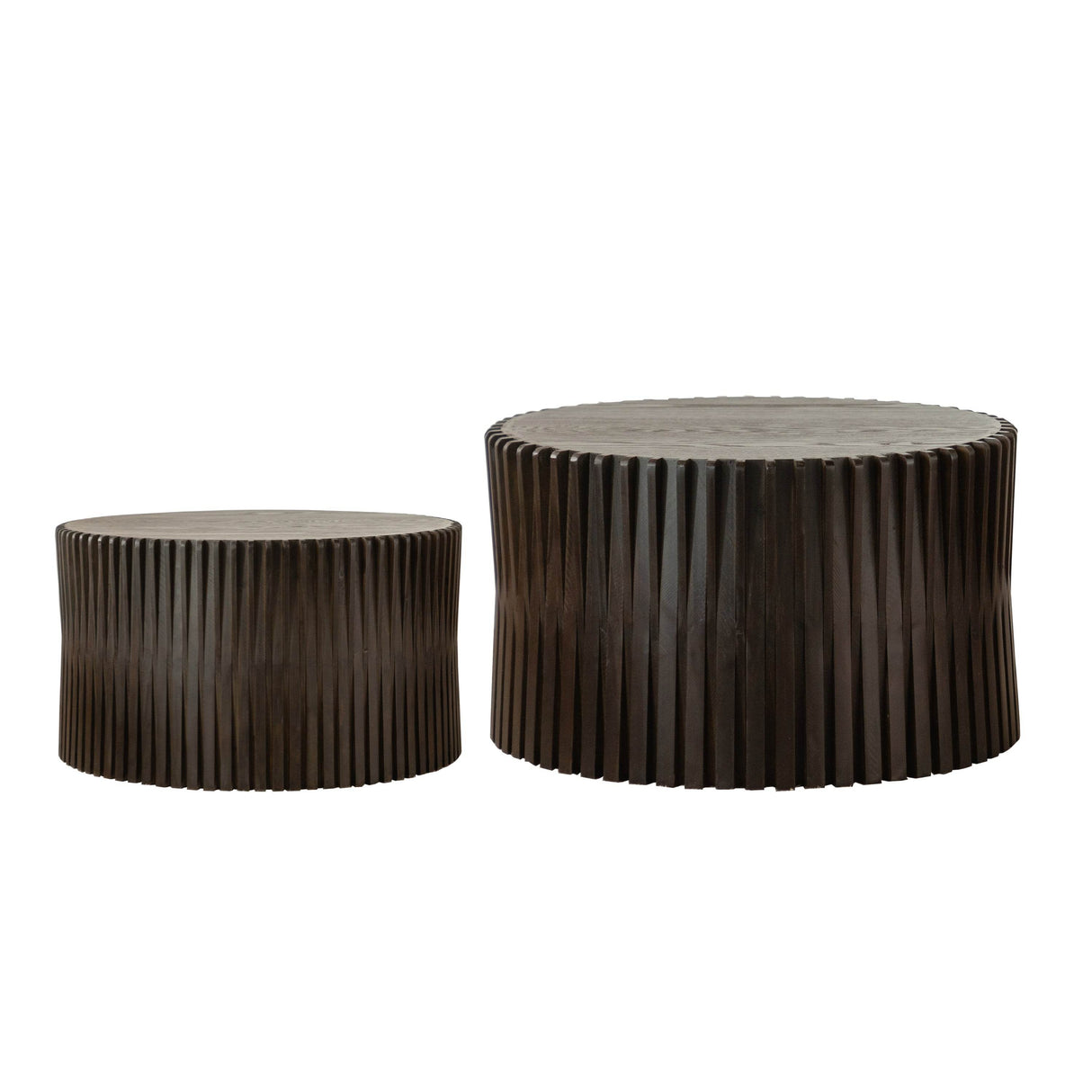 2-Piece Vintage Solid Wood Round Coffee Table Set - Sleep Galleria