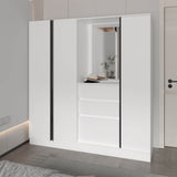 Modern White Wardrobe Organizer With Mirror And Storage