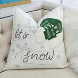 Let It Snow Embroidered 20x20 Inch Cotton Throw Pillow