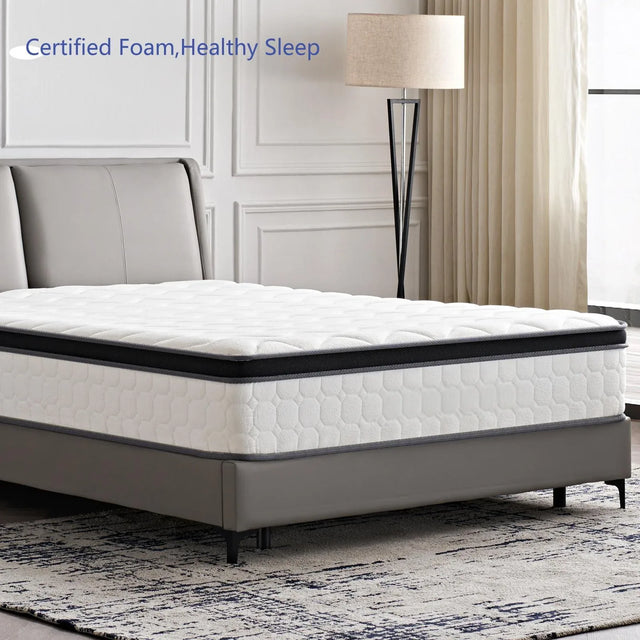 Medium 12-Inch Pocketed Coil Full Mattress With Gel Foam - Omega Lifestyles