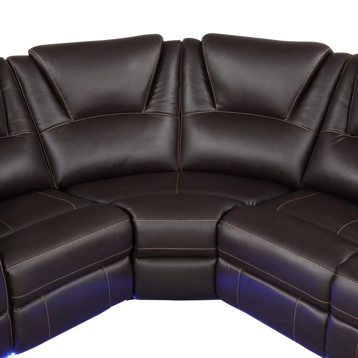 Modern Brown PU Leather Manual Reclining Sectional Sofa - Omega Lifestyles