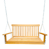 Teak Solid Wood Outdoor Porch Swing With Hanging Chains