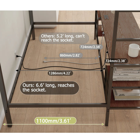 Full Over Twin Metal Bunk Bed With Desk Charging Station - Omega Lifestyles