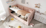 Twin Pink Velvet Upholstered Hydraulic Storage Bed Frame - Omega Lifestyles