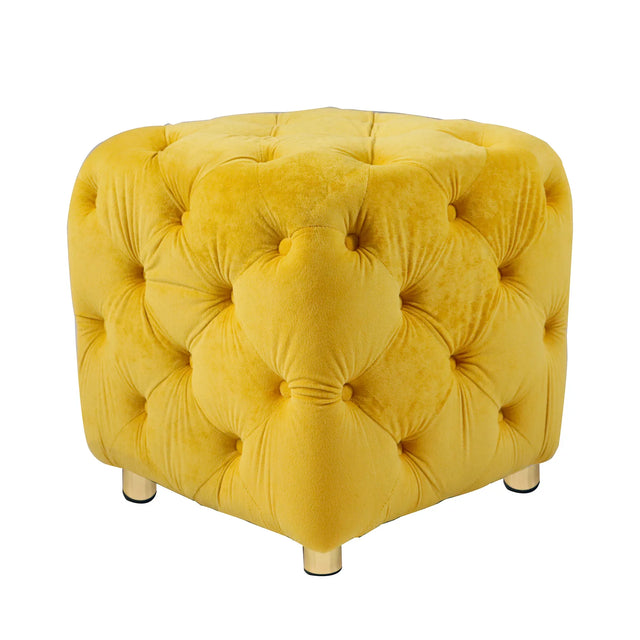 Yellow Velvet Dice-Shaped Storage Ottoman With Foam Seat - Omega Lifestyles