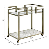 Faux Marble Glass Metal 2-Tier Serving Cart - Omega Lifestyles