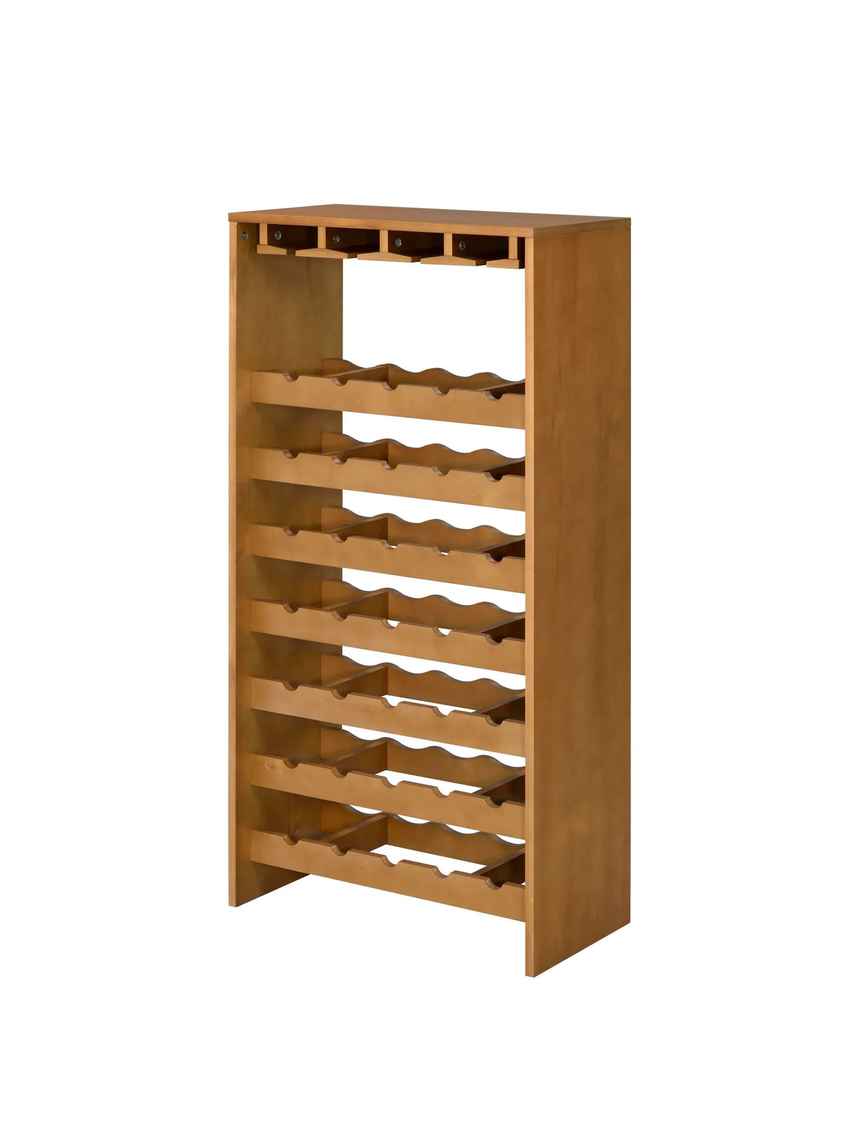 Oak Finish Particle Board Wine Rack With Stemware Holders - Omega Lifestyles