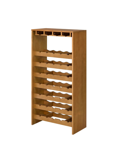 Oak Finish Particle Board Wine Rack With Stemware Holders - Omega Lifestyles