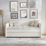 Twin Upholstered Boucle Daybed With Functional Trundle - Omega Lifestyles