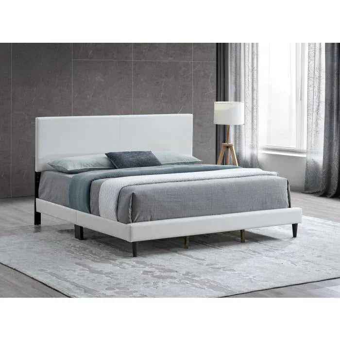 Full Upholstered White Adjustable Headboard Bed Frame - Omega Lifestyles