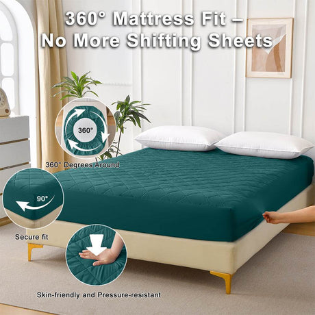 Waterproof Quilted Cotton Fitted Sheet King - Sleep Galleria