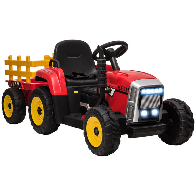 12V Battery Powered Kids Ride-On Tractor With Trailer - Omega Lifestyles