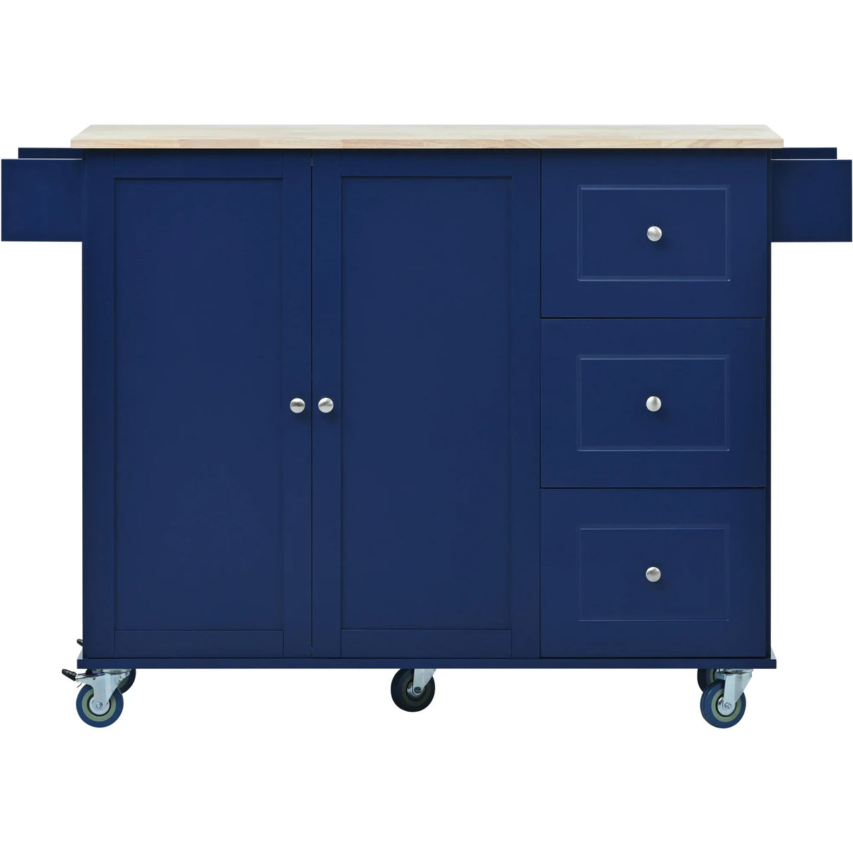 Rolling Mobile Kitchen Island With Solid Wood Top And Storage - Omega Lifestyles